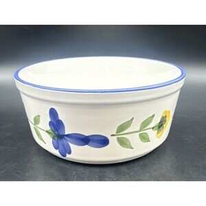 Dansk San Nicolo Ceramic Blue Yellow Green Floral Soufflé Casserole Dish 8.5”